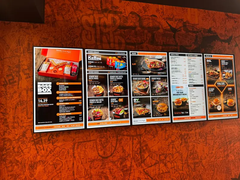 Menu board wall · kebab house
